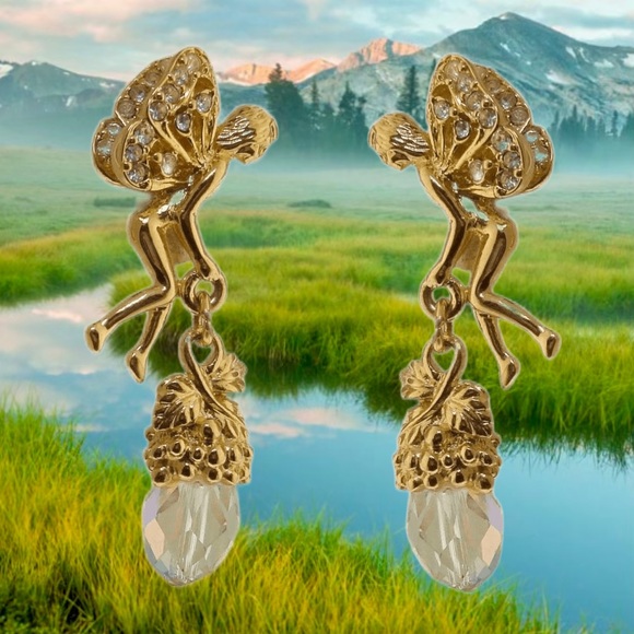 🧚♀️ Kirks Folly, Vintage Vale of the Fairies Earrings - Picture 9 of 16